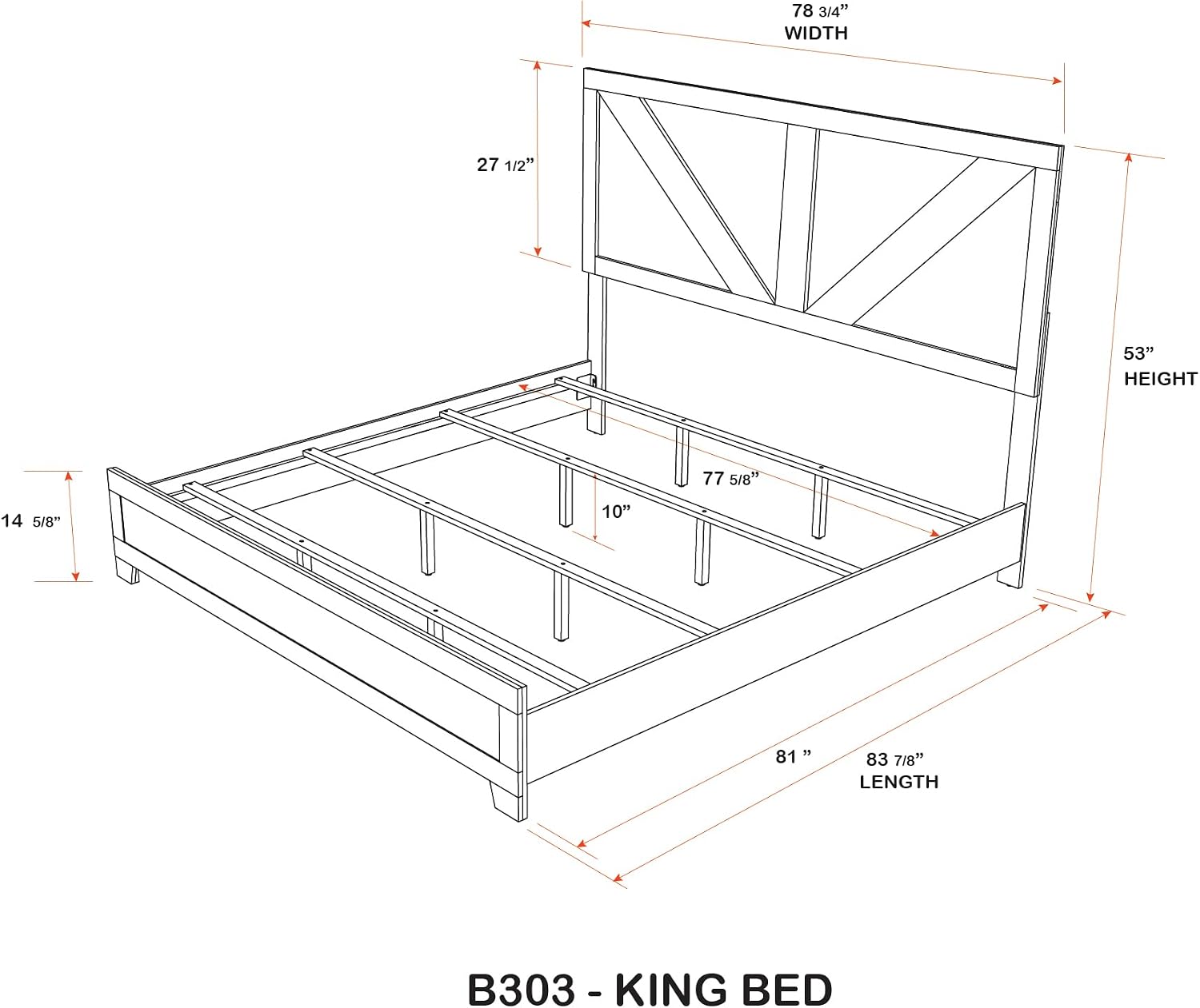 Kings Brand Furniture 2-Piece Antique Natural Bedroom Set – King Size Wood Bed Frame and Nightstand