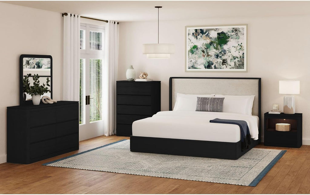 Picket House Furnishings Camelot King UPH 3PC Bedroom Set in Black
