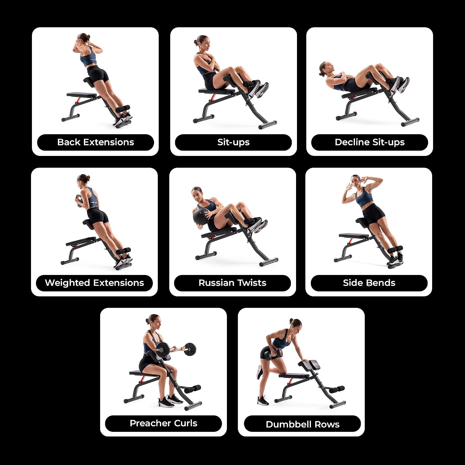 Sunny Health & Fitness Multi-Function Roman Chair with Dip Station & Sit-Up Bench, Adjustable Heavy-Duty Strength Training Equipment for Glutes, Core & Lower Body Workouts, Hyperextension Machine for Home Gym