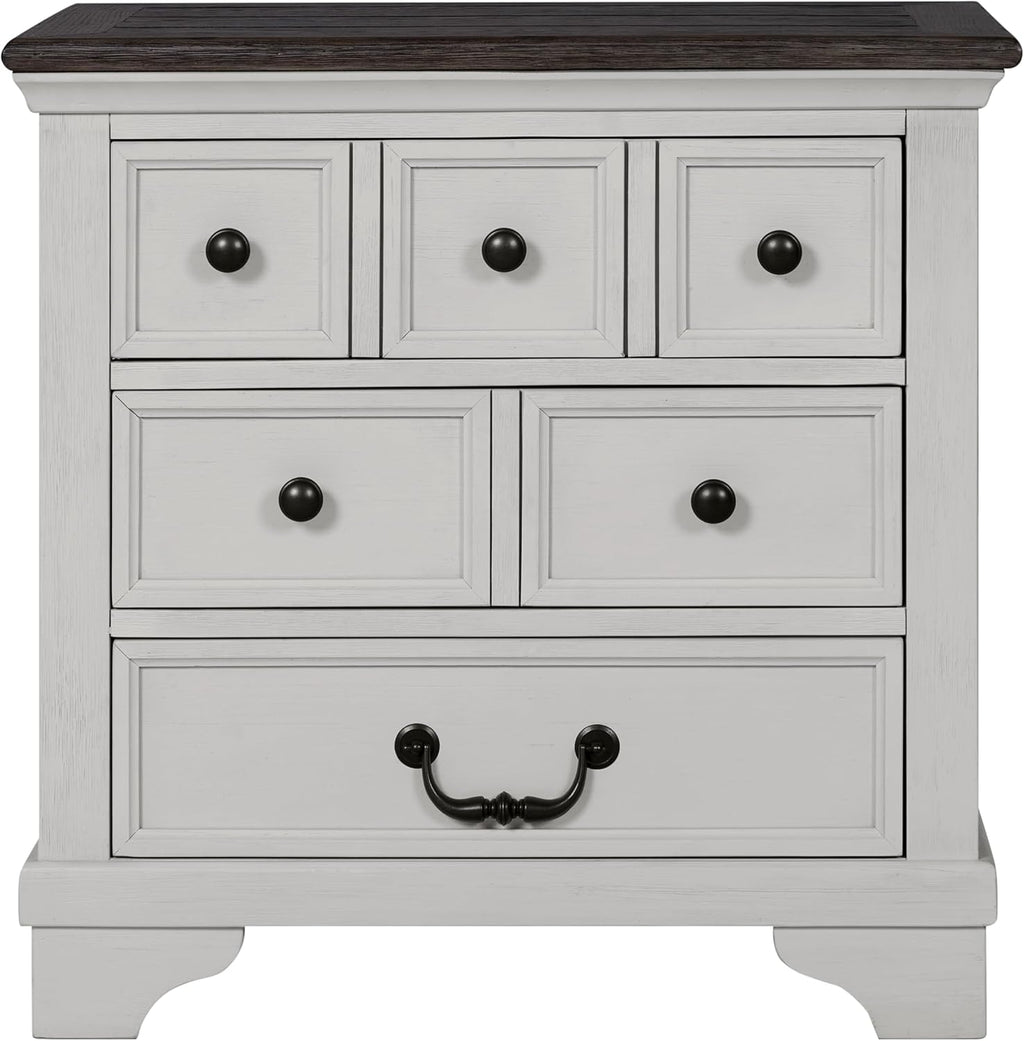 Furniture of America Roden Modern Solid Wood 3-Piece Bedroom Set with Storage Footboard, USB Chargers on Nightstand, Drop Handle Pulls, No Box Spring Needed, King, White