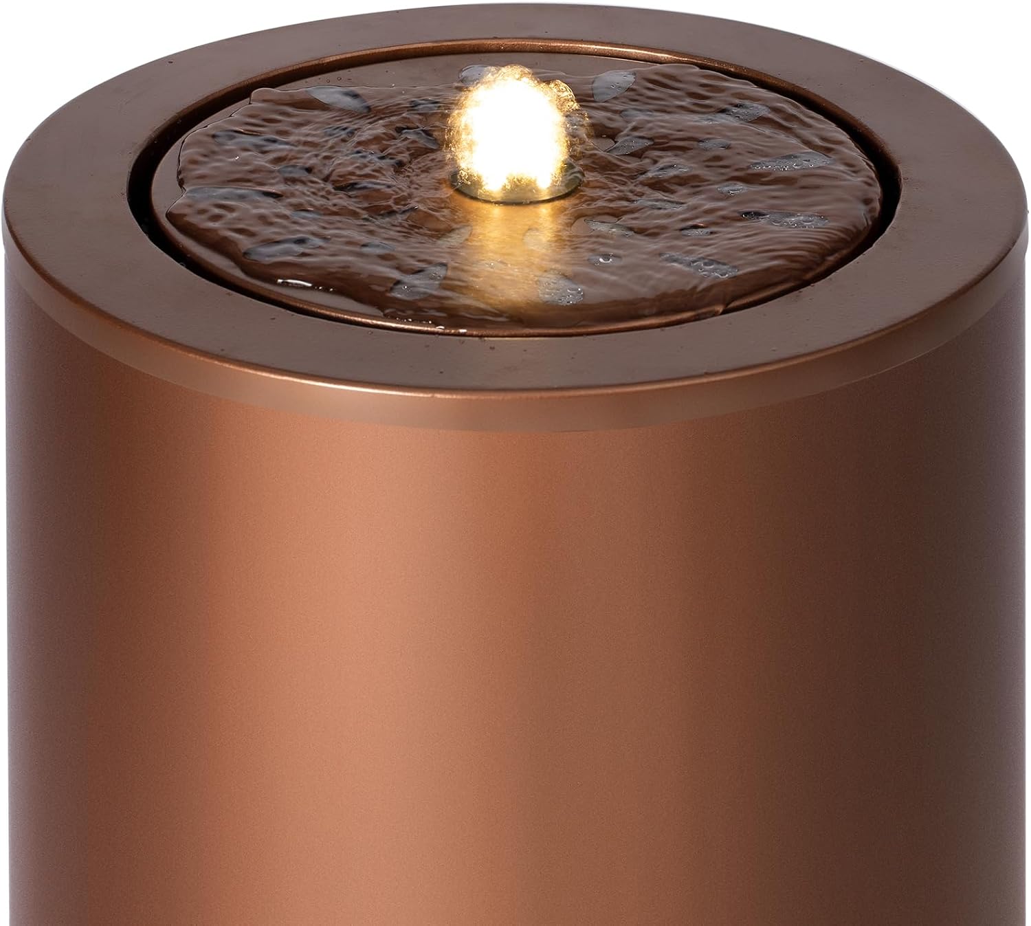 Merax 20.87' H Brown Metal Cutout Outdoor Water Fountain with LED Lights, Modern Freestanding Candle Style Water Feature for Patio Backyard Decor