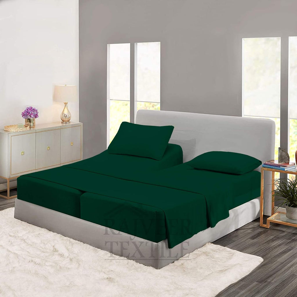 5 Piece Solid Bed Sheet Set- 600TC Egyptian Cotton - Luxury Bedding Set Fits Up to 19 Inches Deep Pocket - 5 Piece Sheet Set (Split King Size, Teal)