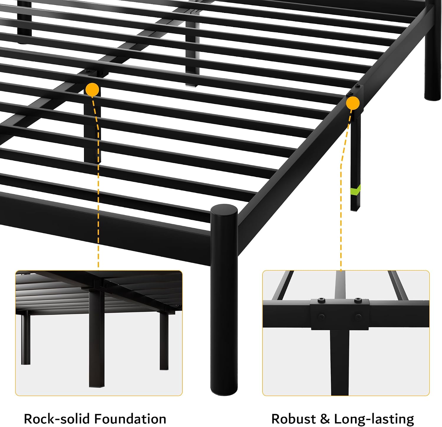 iPormis Full Size Metal Platform Bed Frame with Modern Iron-Art Headboard/Heavy Duty Steel Slats Support/Under Bed Storage/No Box Spring Needed/Easy Assembly/Noise-Free/Black