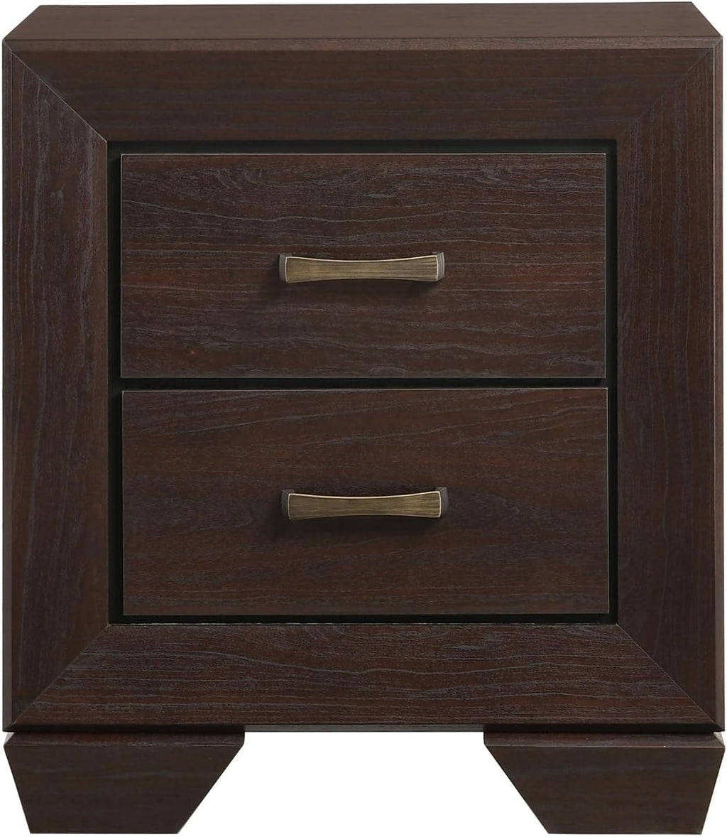 Oatfield Dark Cocoa 4-Piece Eastern King Bedroom Set - Transitional Wood-Paneled Bedroom Furniture