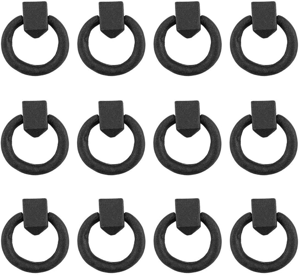 Renovators Supply Manufacturing Black Cast Iron Mission Cabinet Ring Pull Swing Handle Antique Drop Style 2 in. RSF Rust-Resistant Powder Coat Finish Pack of 12