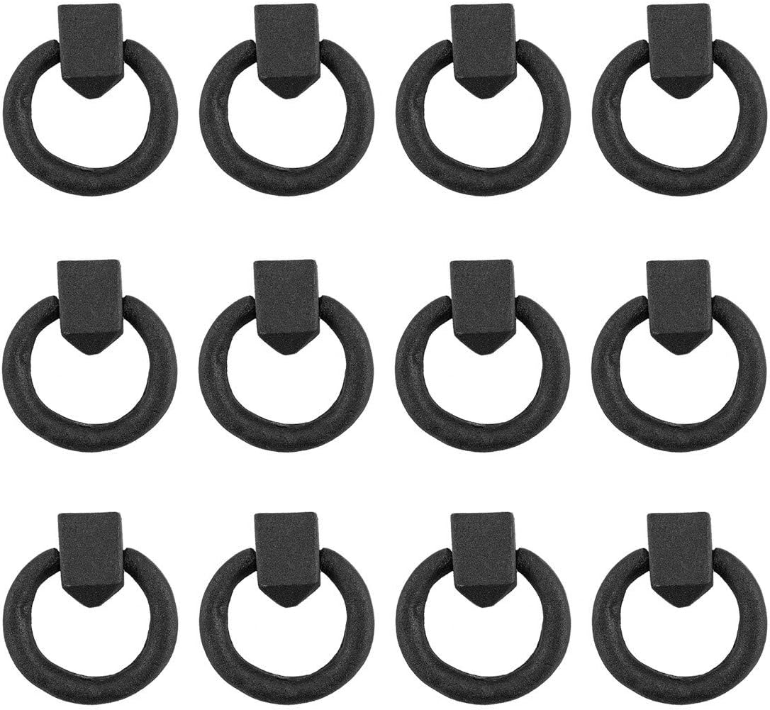 Renovators Supply Manufacturing Black Cast Iron Mission Cabinet Ring Pull Swing Handle Antique Drop Style 2 in. RSF Rust-Resistant Powder Coat Finish Pack of 12