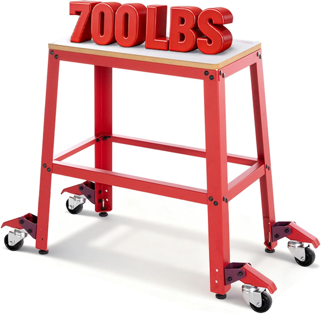 700 Lbs Heavy Duty Drill Press Stand with Wheels, 30' Height & 26'x14' MDF Top Universal Tool Stand, Expandable Mobile Work Bench Station for Planers, Table Saws, Grinders & Band Saws