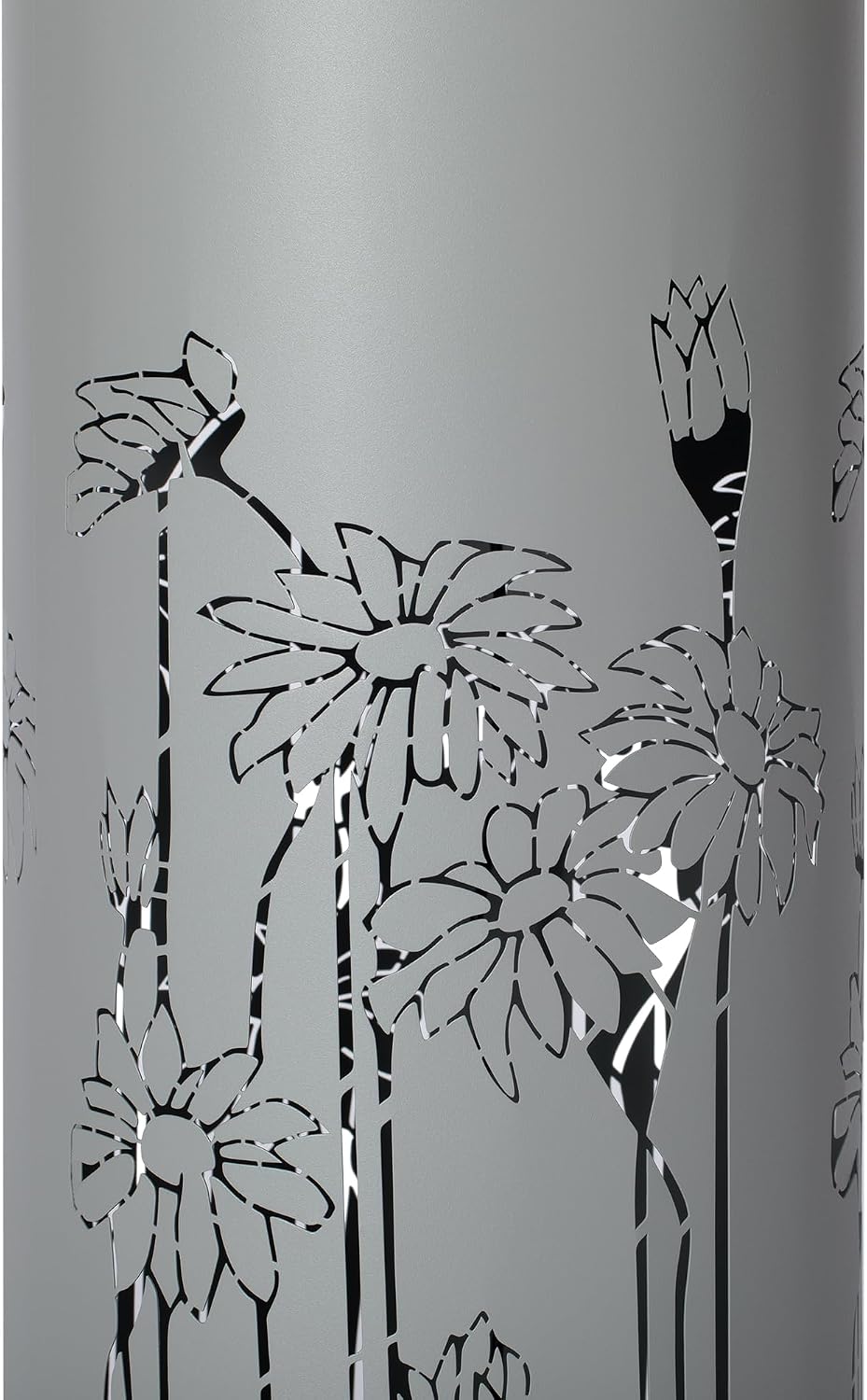Merax 34.25' H Light Gray Metal Cutout Outdoor Water Fountain with LED Lights, Modern Freestanding Sphere-Top Water Feature for Patio Garden Backyard Decor