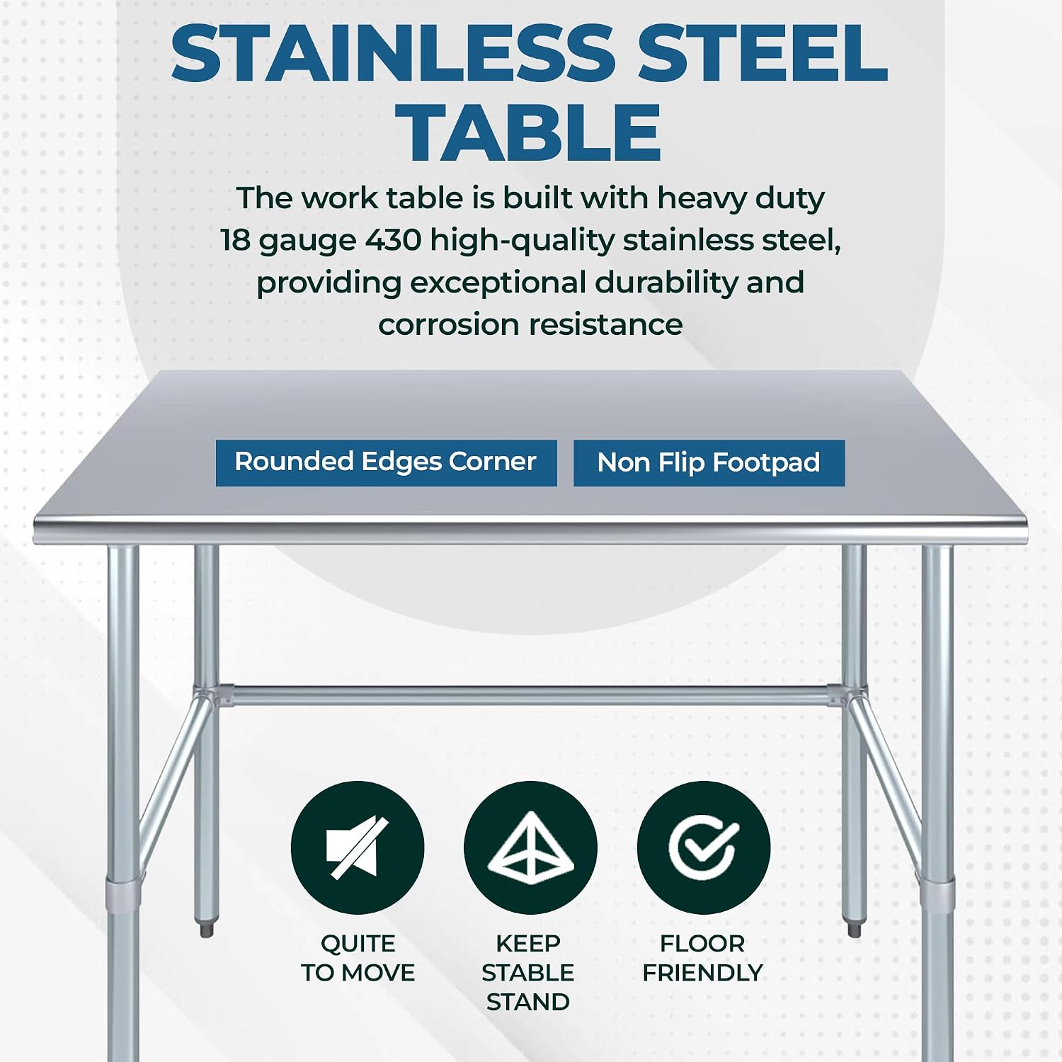 72' x 30' Open Base Stainless Steel Work Table – NSF Certified Heavy Duty Commercial Prep Table with Galvanized Legs for Kitchens, Restaurants & Garages