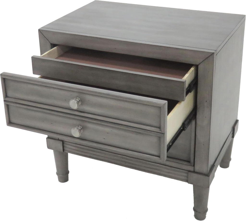 Furniture of America FOA Cartagena 2pc Gray Solid Wood Bedroom Set- Cal King + 1 Nightstand