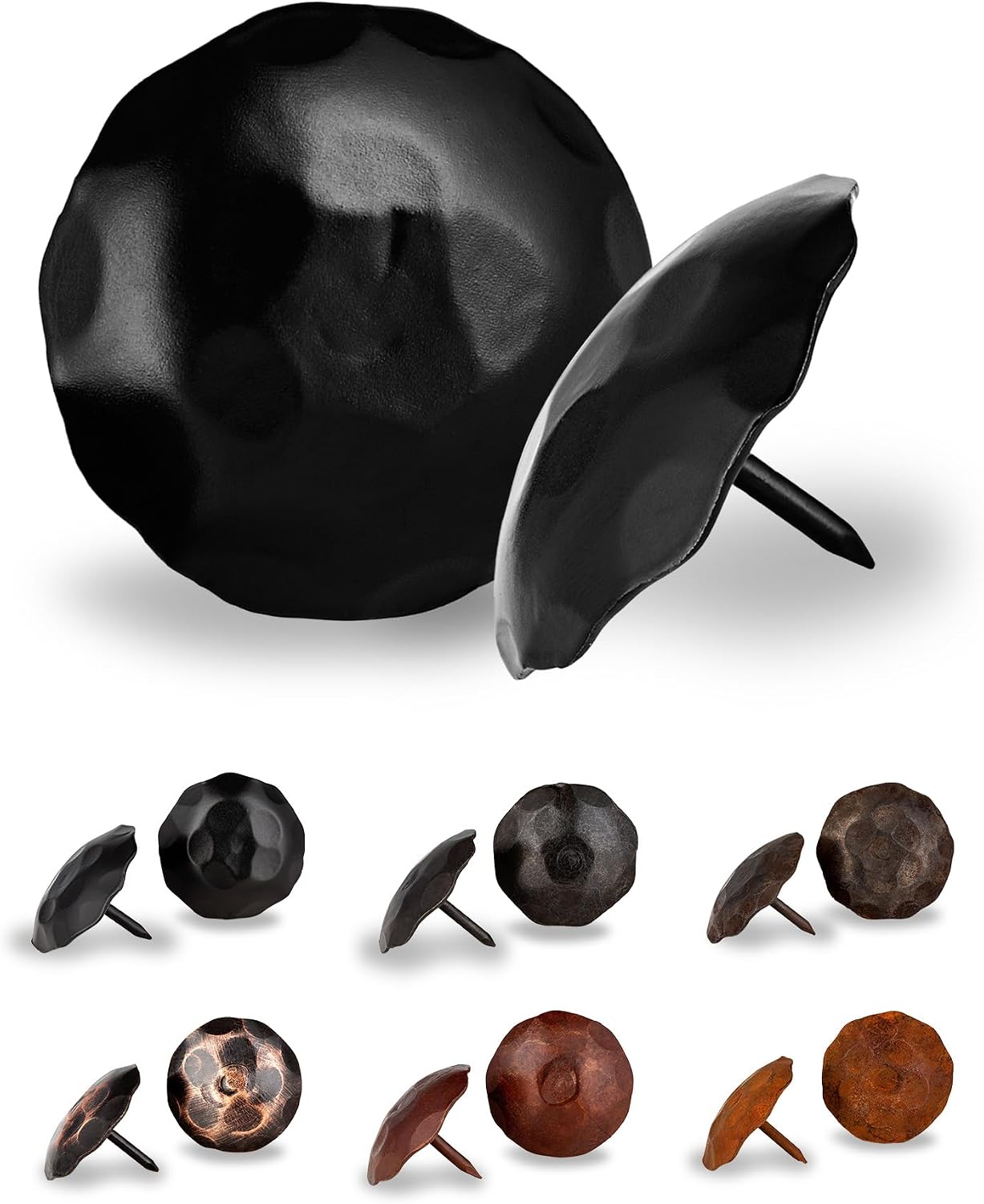 50 Pack 2' Large Round Head Clavos Decorative Nails – Black – Handmade Rustic Round Fasteners for Farmhouse Shutter, Faux Wood Beams, Barn Door, Shutters, and Gates – Ornamental Wood Accent