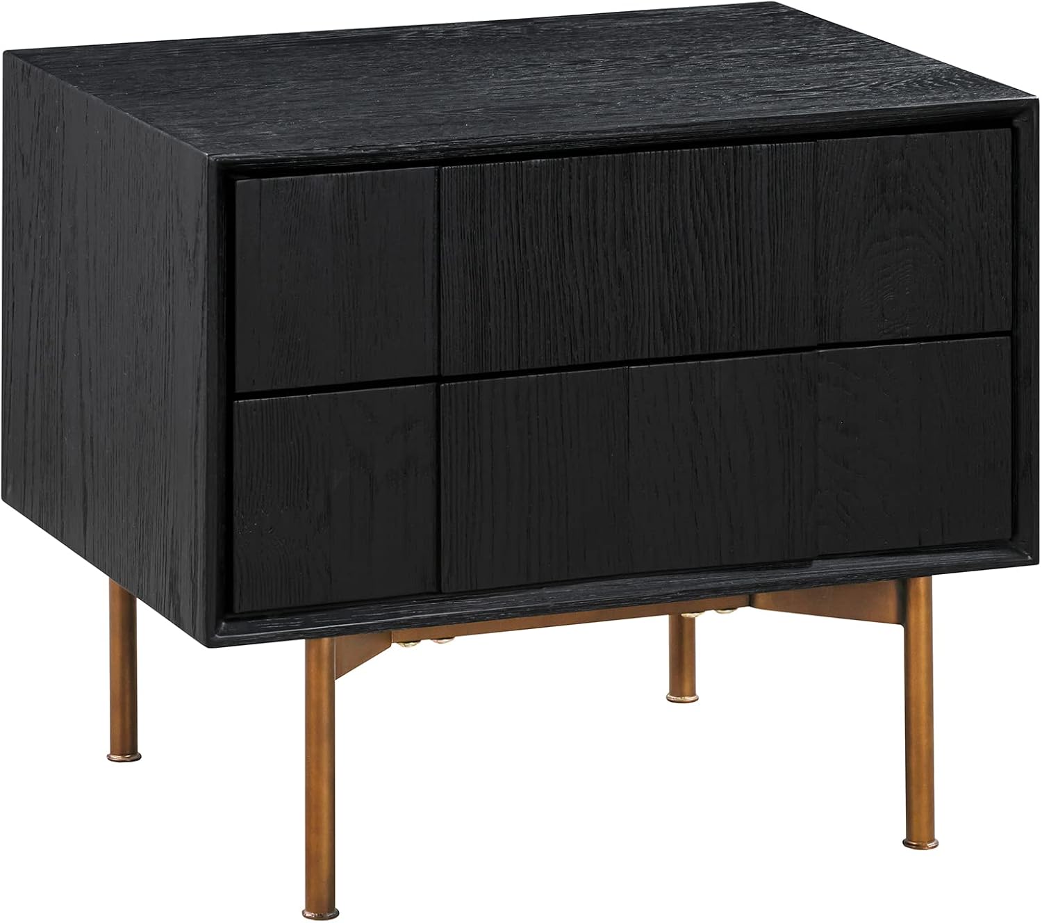 Armen Living Carnaby King 3 Piece Bedroom Set in Black Brushed Oak Wood