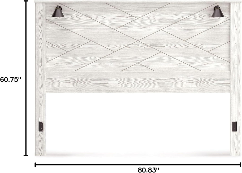 Signature Design by Ashley Gerridan Coastal Panel Headboard with Decorative Sconce Lights ONLY, King, White