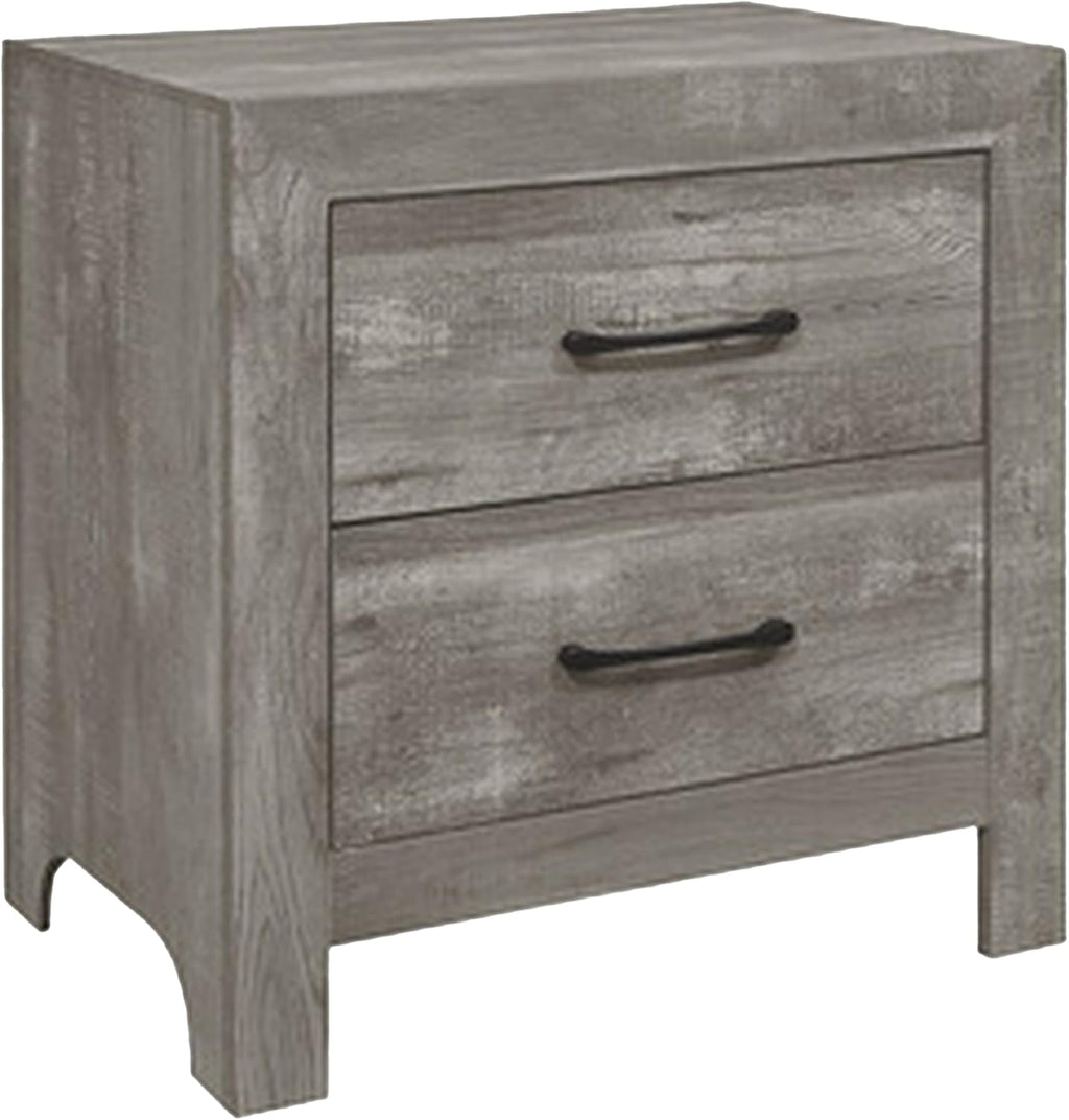Benzara Ko Four Piece King Size Bedroom Set- Panel Detailing- Metal Handles