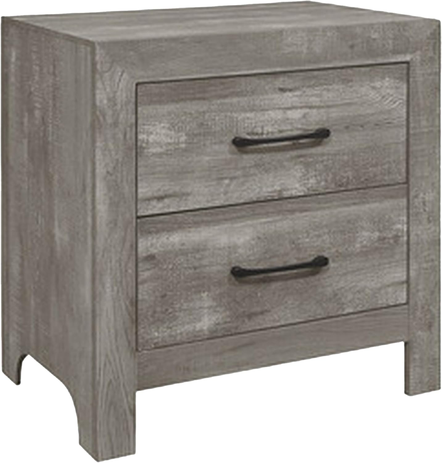 Benzara Ko Four Piece King Size Bedroom Set- Panel Detailing- Metal Handles