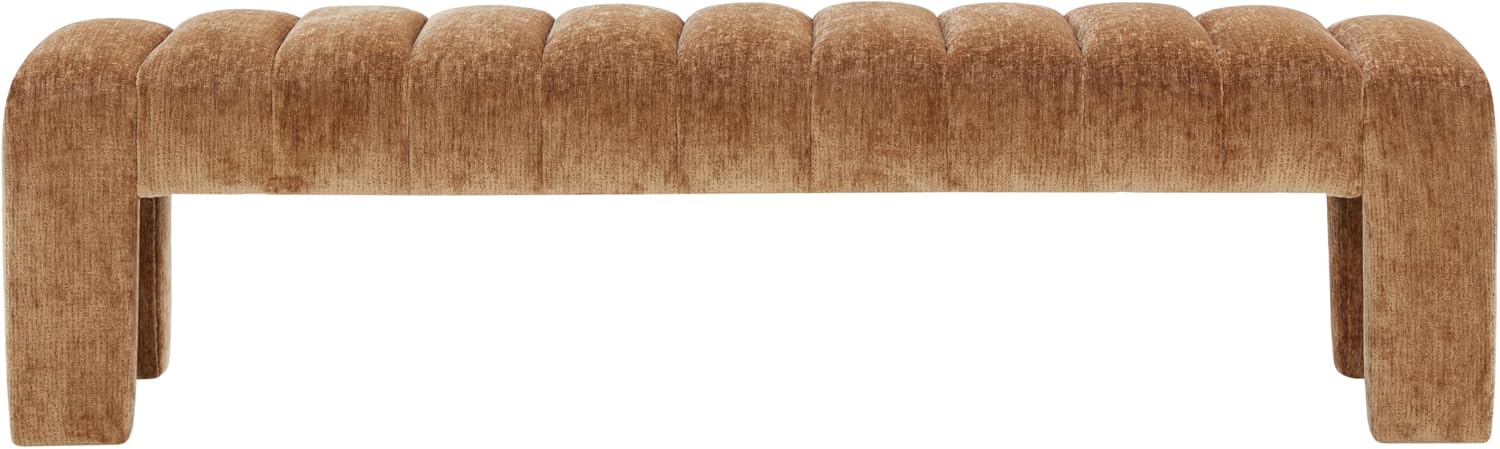 SAFAVIEH Couture Collection – Bellisima Amber Channel Tufted Chenille Bench, Modern Upholstered Accent Seating (SFV5127J)