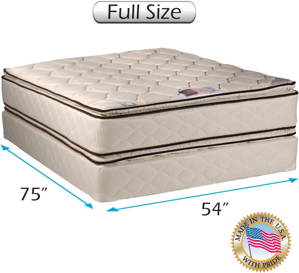 Dream Solutions USA DS USA Coil Comfort 2-Sided Medium Firm PillowTop Mattress Set with Metal Bed Frame - Sleep System, Spine Support, Orthopedic, Longlasting Comfort (Full 54'x75'x11')