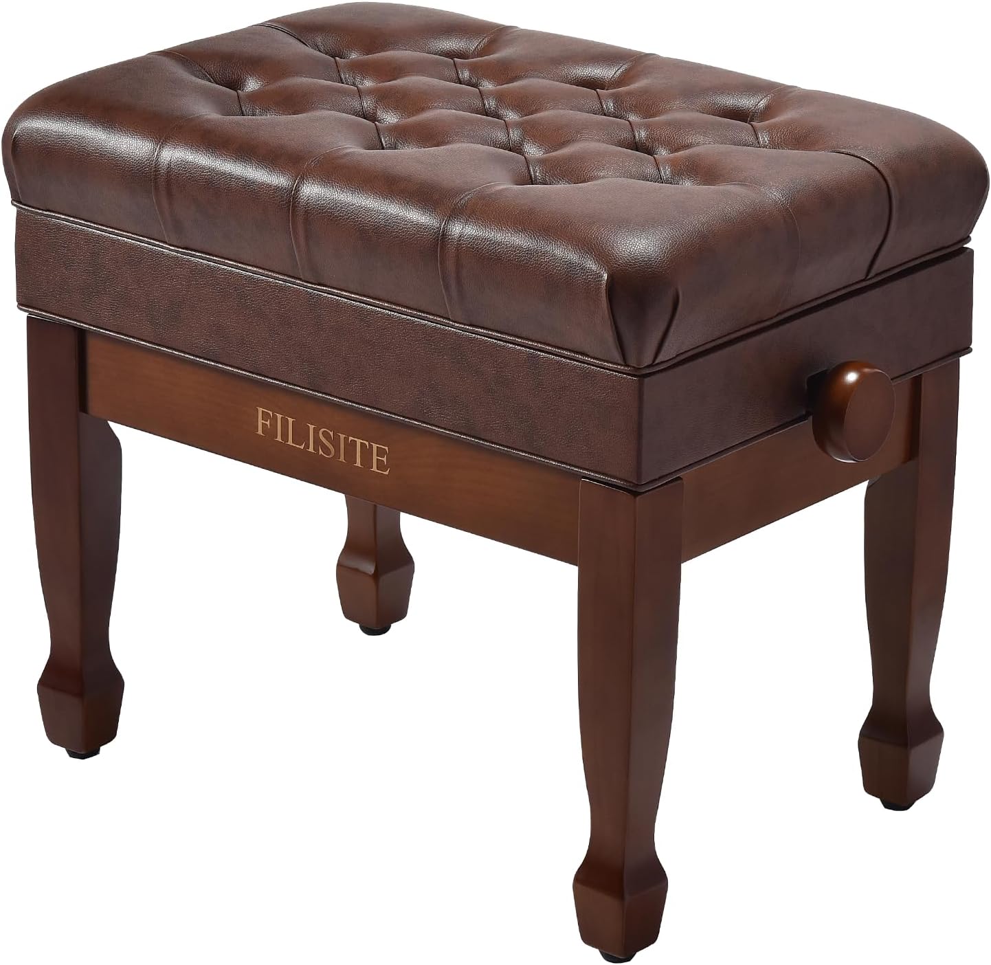 Adjustable Height Piano Bench with Storage, Heavy Duty Solid Wood Piano Stool Keyboard Bench with PU Leather Padded Cushion(Wood)
