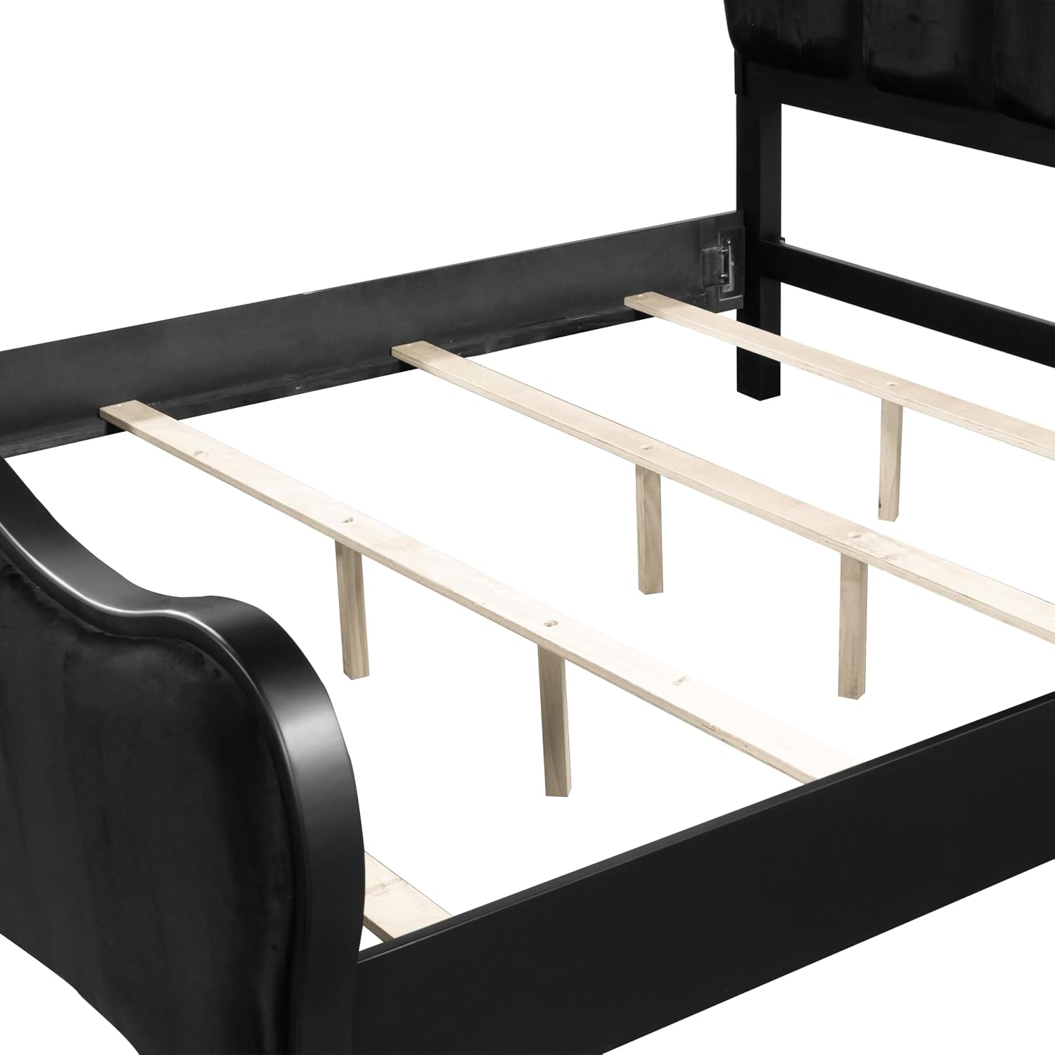 Furniture of America Seabliss Glam Solid Wood 3-Piece Bedroom Collection with Bed Frame and 3-Drawer Nightstands Set of 2, Box Spring Required, Black, King
