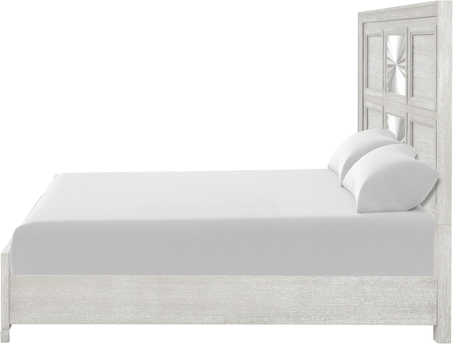 Furniture of America Narella Modern Wood 3-Piece Bedroom Set with Sunburst Pattern, Nickel Brushed Wire Hardware, Felt-Lined Top Drawers, Bracketed Feet, Box Spring Needed, Queen, Light Gray