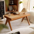 GIZNXBA Mid Century End of Bed Bench Entryway Wood Dining Bench with Rounded Corner, Outdoor Ottoman with Robust Construction, Bedroom Footrest for Couch Foyer Hallway Dining(/Natural,B)