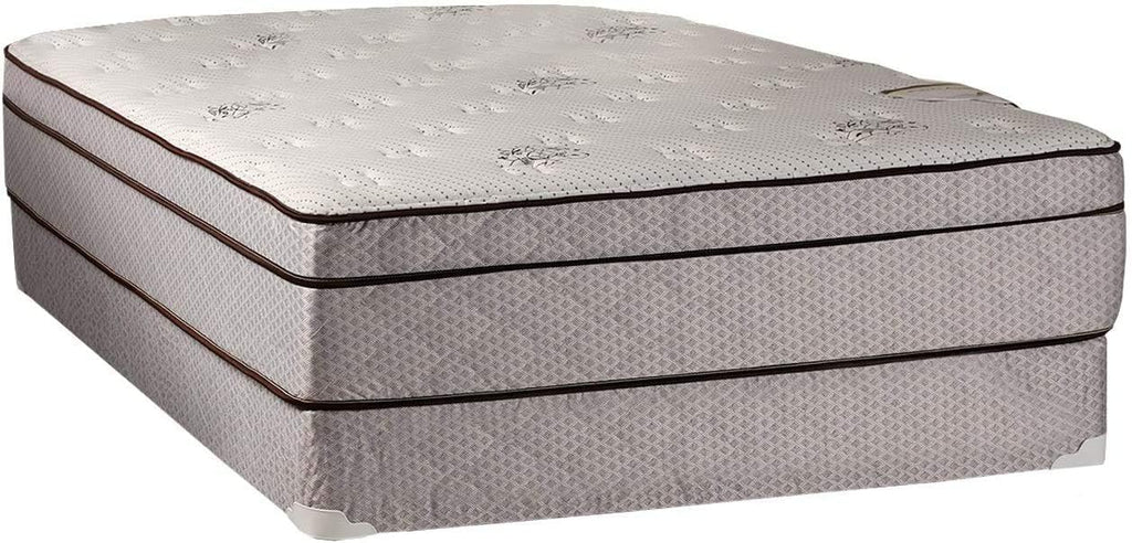 Dream Solutions USA DS USA Fifth Ave Plush Foam Encased King Size Eurotop PillowTop Mattress and Box Spring Set with Metal Bed Frame - Premium Edge Guards, Orthopedic Type, Long Lasting Comfort