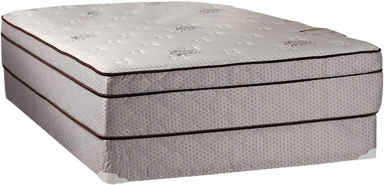 Dream Solutions USA DS USA Fifth Ave Plush Foam Encased King Size Eurotop PillowTop Mattress and Box Spring Set with Metal Bed Frame - Premium Edge Guards, Orthopedic Type, Long Lasting Comfort