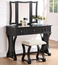 Poundex Bobkona Edna Vanity Set with Stool, Black