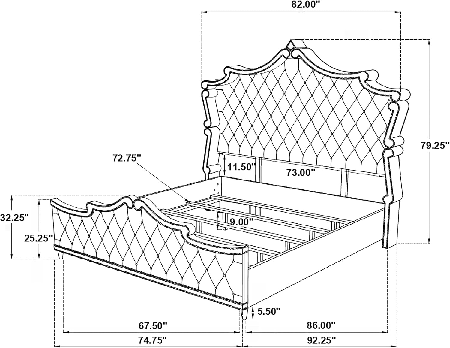 Coaster Home Furnishings Antonella Modern Classic 4-Piece Bedroom Set Velvet Upholstered California King Size Panel Bed Frame 79-inch Headboard Ivory and Camel 223521KW-S4
