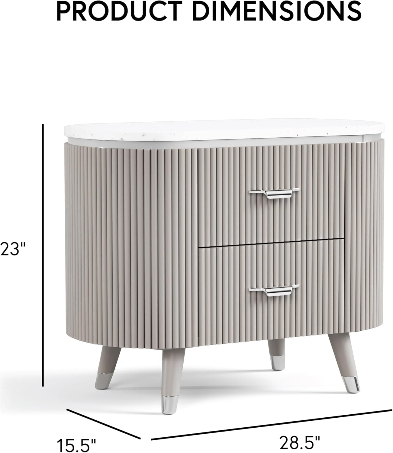 Furniture of America Vito Modern Solid Wood 2-Piece Bedroom Set with Upholstered Bed, Cultered Stone Top, Felt-Lined Top Drawer, Metal Side Glide on Nightstand, Box Spring Required, King, Light Gray