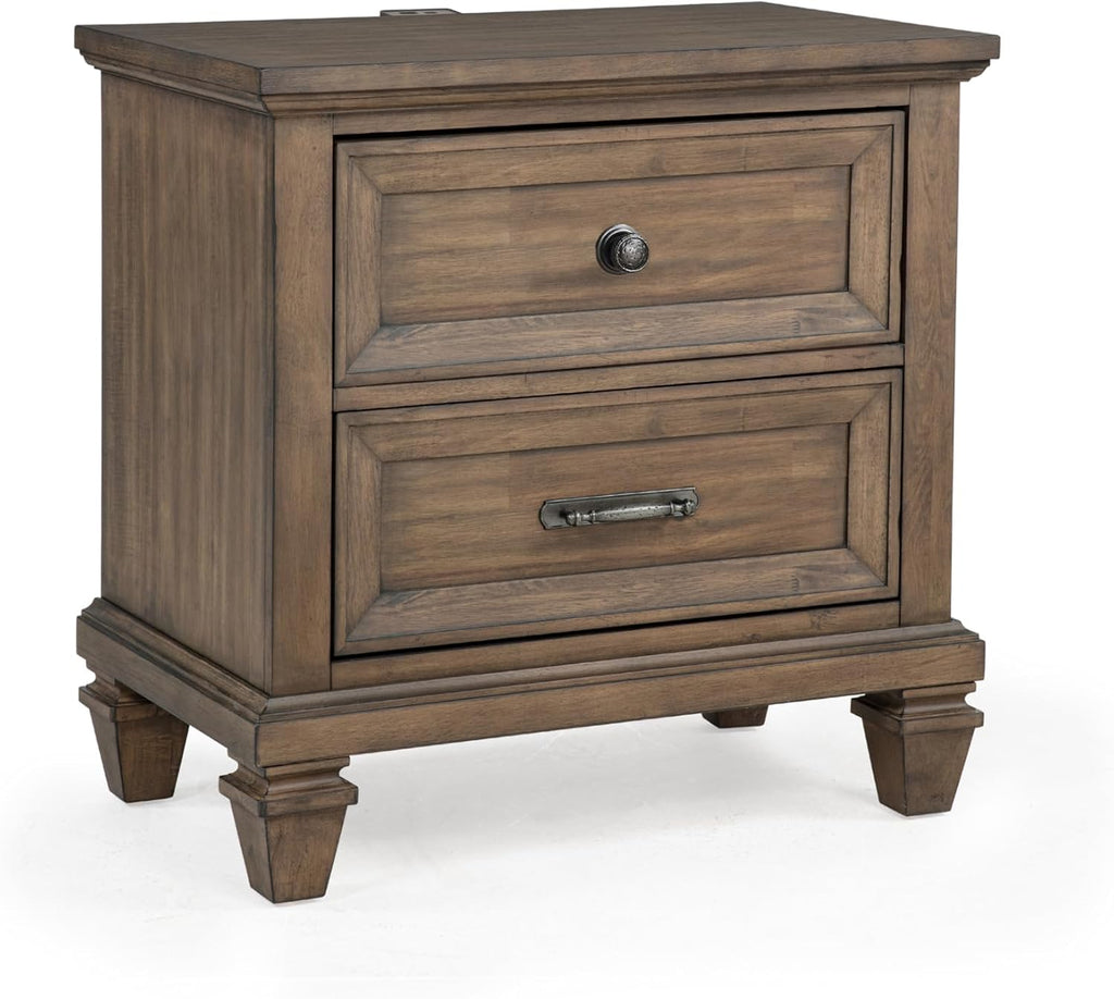 New Classic Furniture Mariana 4-Piece Wood Cal King Bedroom Set with Nightstand, Vintage Mocha