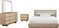 Coaster Home Furnishings Kailani Coastal 4-Piece Bedroom Set Fabric Upholstered Eastern King Size Wingback Bed Frame 49-inch Headboard Beige Oak 225041KE-S4