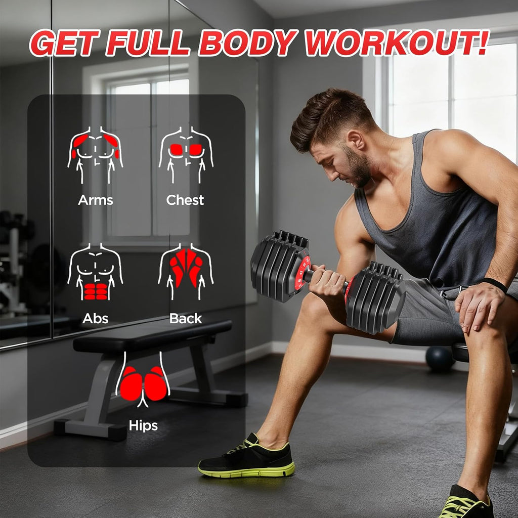 Adjustable Dumbbells Set, 10 in 1/15 in 1 Free Adjustable Weights Dumbbells Set, 25/55/52.5lbs Weights Set with Anti-Slip Handle, Fast Adjust Equipment Compact for Home Gym Strength Training