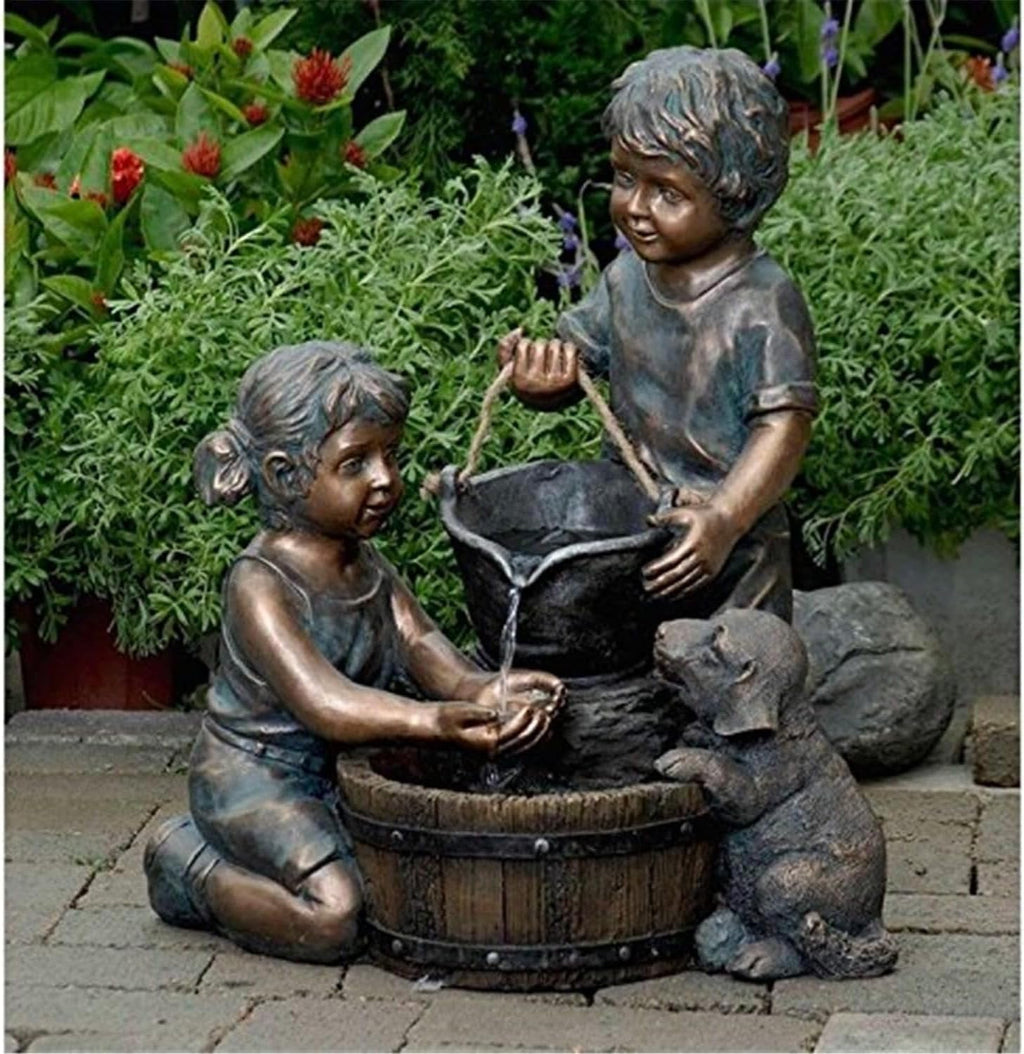 Maykoosh 2 Kids & Dog Water Fountain Durable Polyresin Outdoor/Indoor Dcor, Electric Pump, 1015 Gal Capacity, 17ft Cord, 21.9' Tall