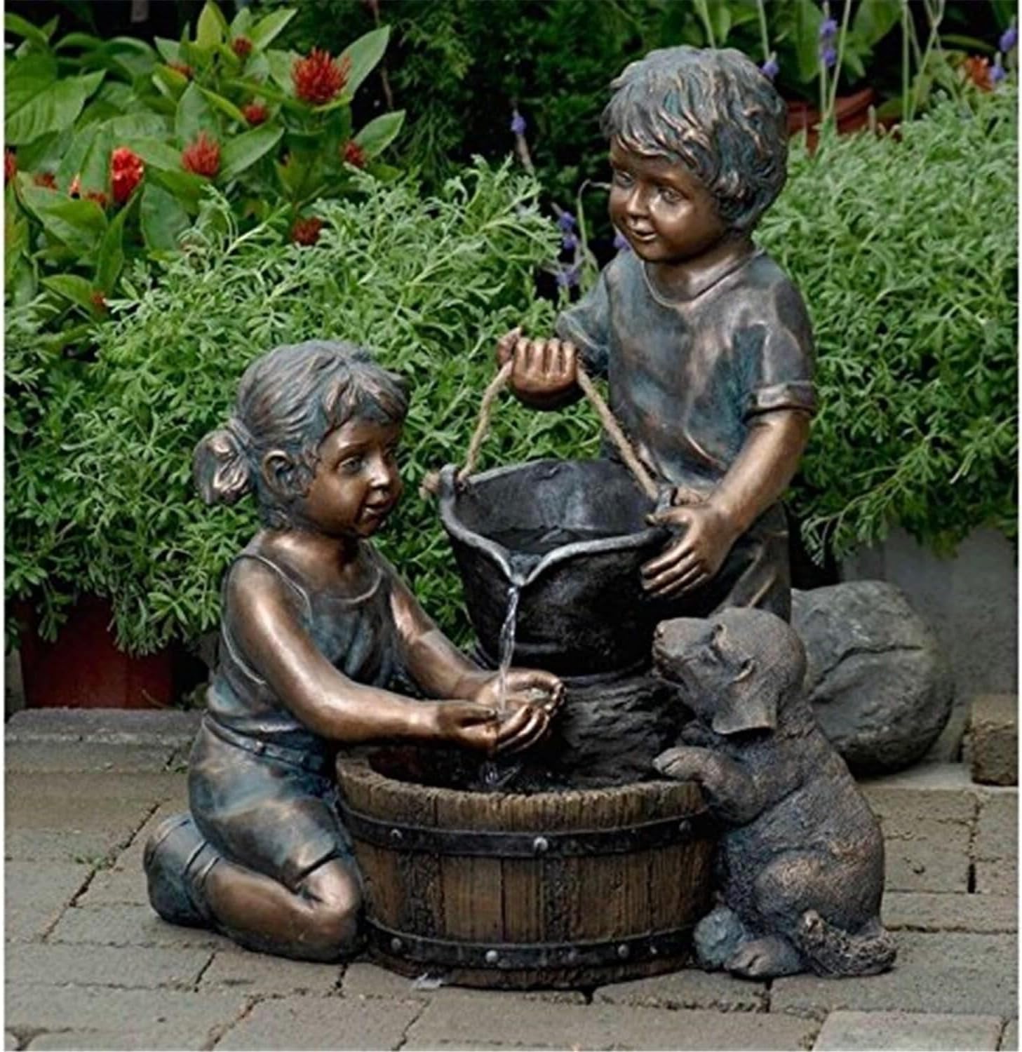 Maykoosh 2 Kids & Dog Water Fountain Durable Polyresin Outdoor/Indoor Dcor, Electric Pump, 1015 Gal Capacity, 17ft Cord, 21.9' Tall