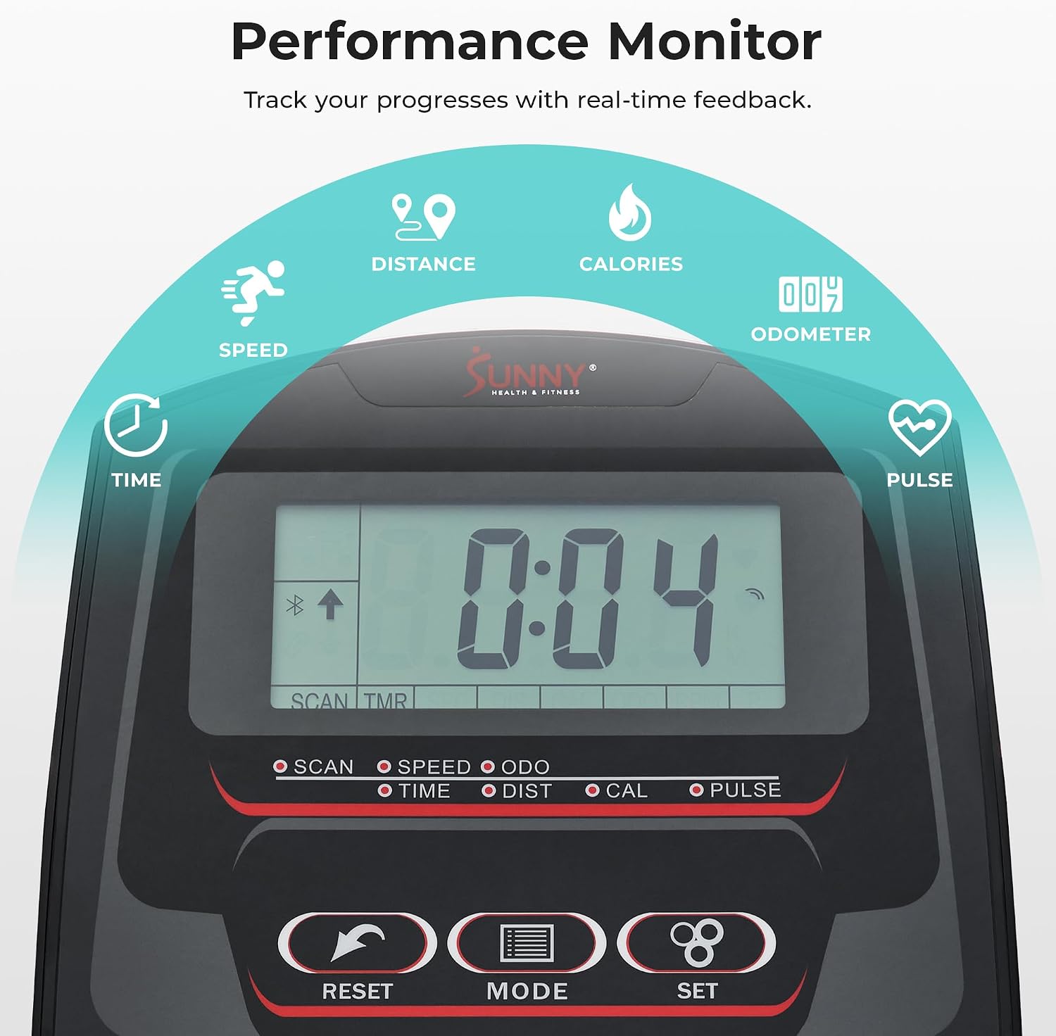 Sunny Health & Fitness Elliptical Machine with Extended Stride, Ultra Quiet 300 lbs Capacity Cross Training Cardio Fully Body Exercise for Home, Sunny Fit App Access, Optional 12' or 16' Stride Length