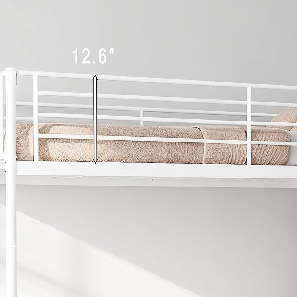 Bellemave Twin Over Twin Bunk Beds, Metal Bunk Bed Frame with Ladder and Full-Length Guardrail for Kids, Adults, Can be Split, White