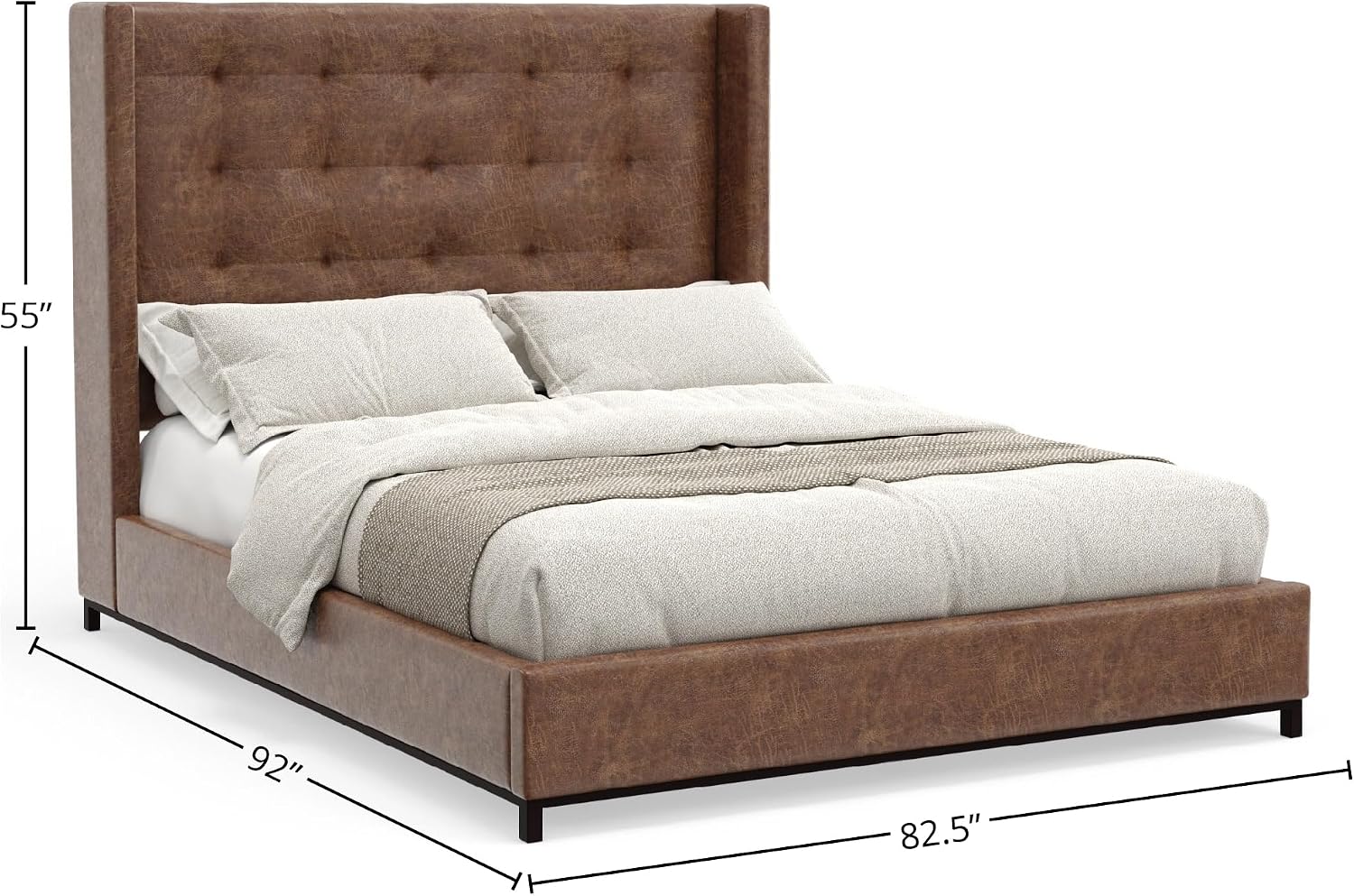 Mundo Faux Leather and Wood Upholstered Bed, California King, Brown