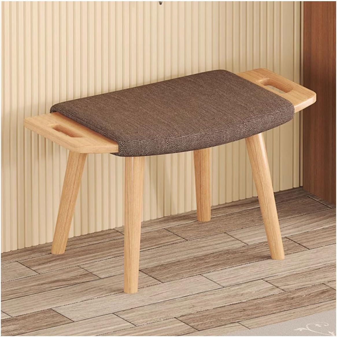 Vintage Shoe Bench, Upholstery and Backless Makeup Stool, Space-Saving Home Vanity Bench Seat, for Bedroom, Bar Counters(Brown)