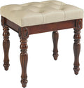 LEEMTORIG Upholstered Shoe Bench, Traditional Victorian Entryway Bench, Button Tufted Faux Leather, Holds Up to 300 lbs, 14x18x19inches, for Entryway Hallway Bedroom, Beige PU, FD-1533-BG