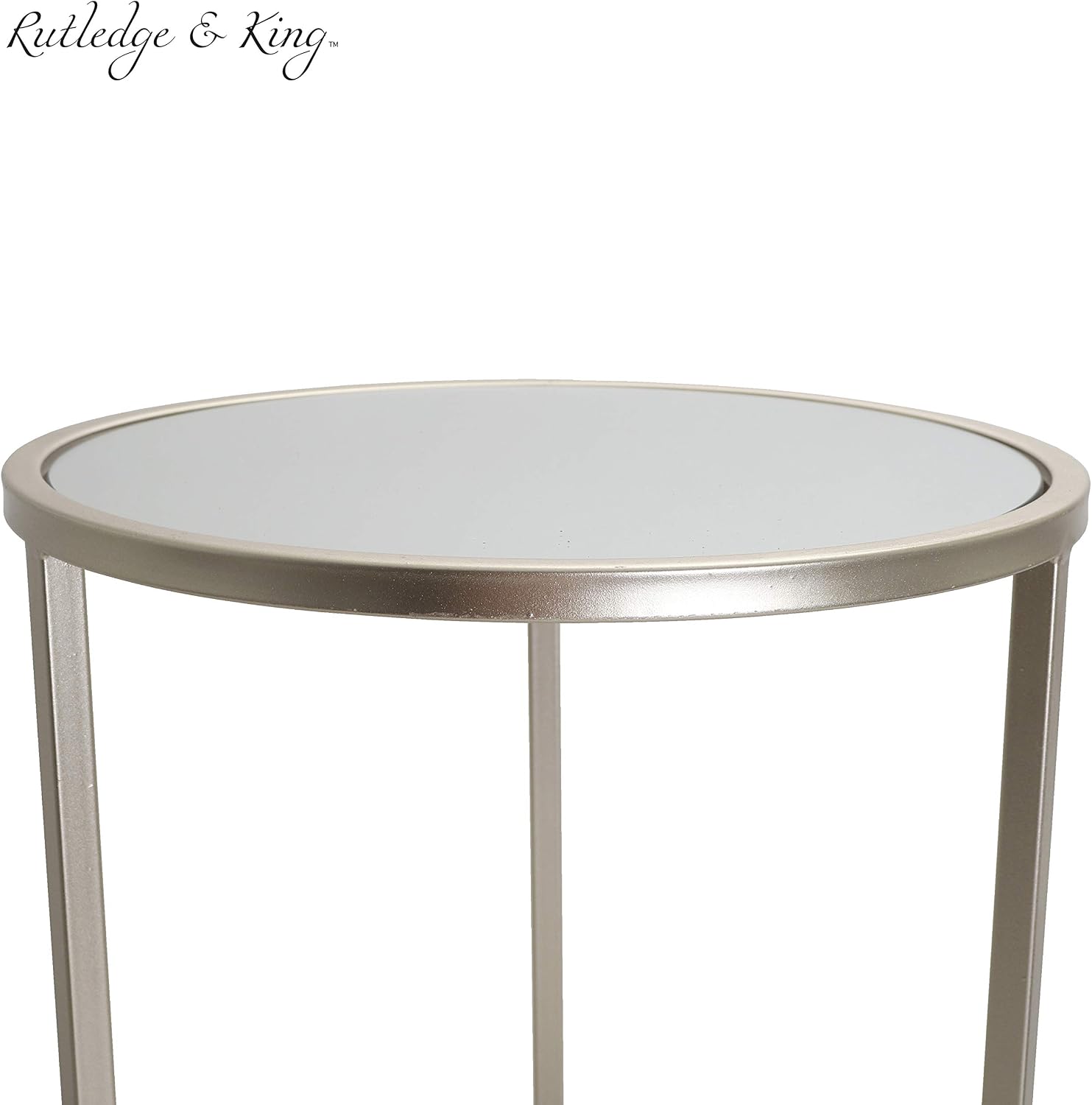 Rutledge & King Round End Table Set - Gold End Tables with Mirrored Tops - Nesting Round Accent Tables - Gold and Mirrored Metal Side Tables Odessa End Table Set
