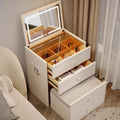 3 in 1 Compact Corner Vanity with Dual Speakers, USB Charging & Flip Mirror Light, No Assembly Required (27.5in)