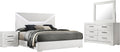Coaster Home Furnishings Ives Contemporary 4-Piece Bedroom Set Eastern King Size LED Panel Bed Frame 57-inch Headboard White High Gloss 224941KE-S4