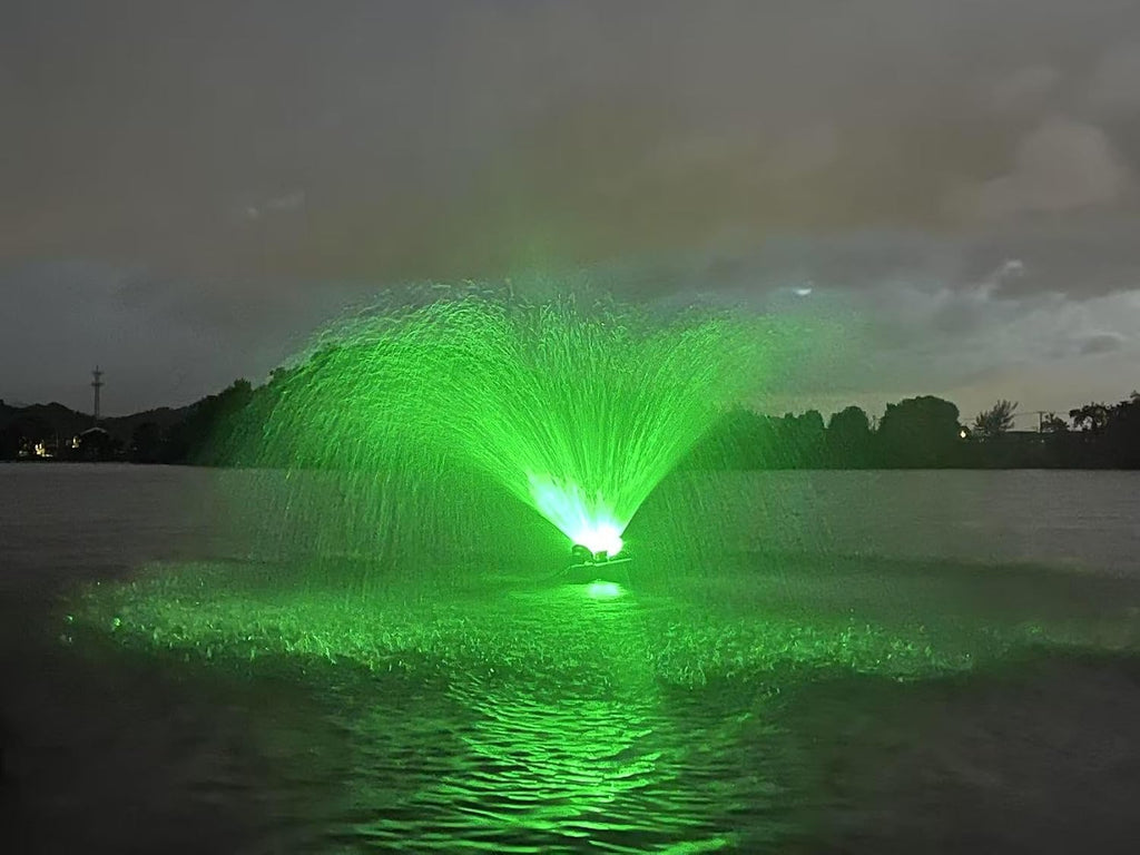 RGB LED Pond Fountain Aerator 750W with Color-Changing Light Show, 1HP 15000 GPH Floating Aerating Pump, 100ft Power Cord，Multiple control devices,Perfect for Ponds & Lakes (RGB)