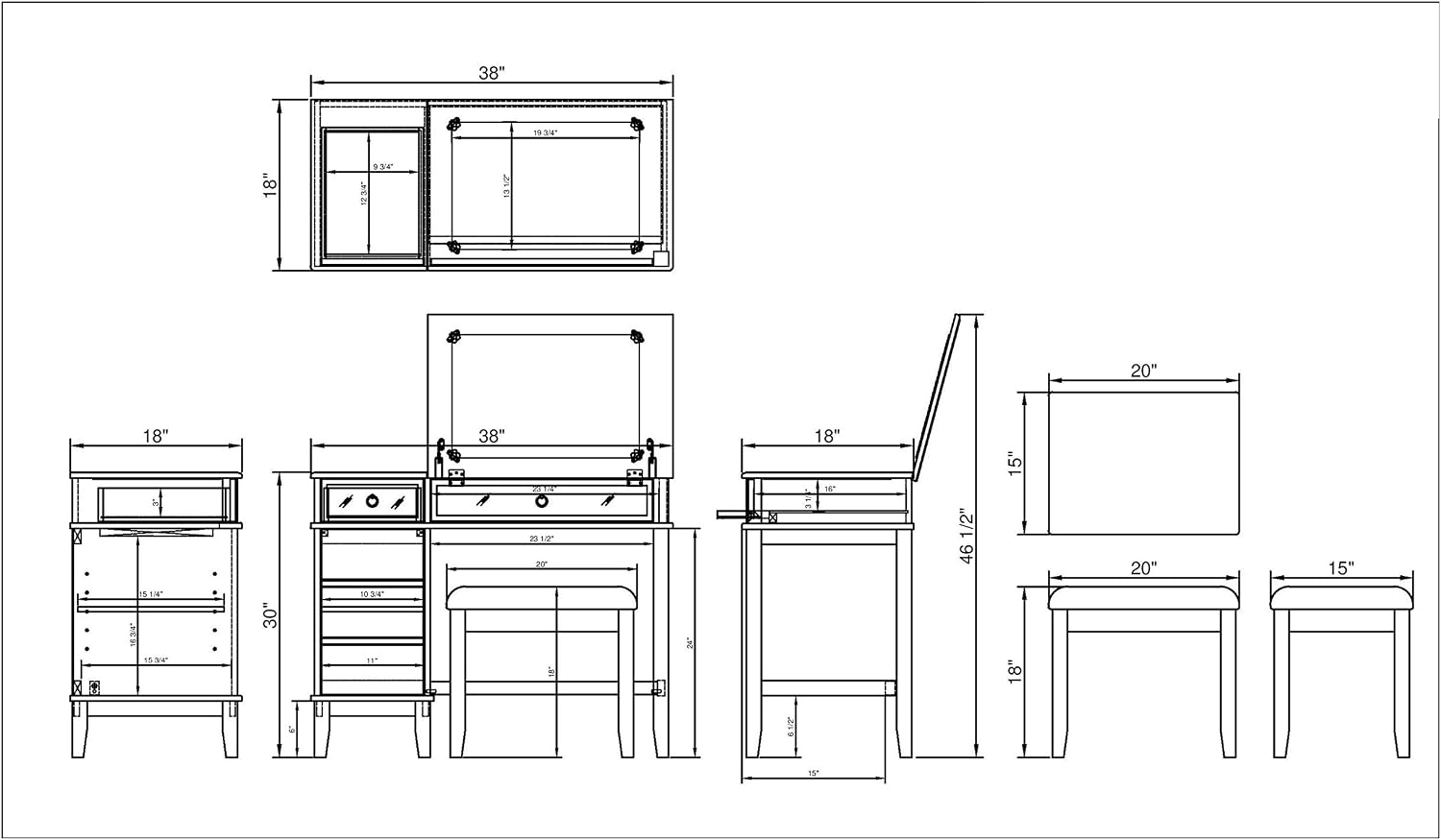 Linon Vanity Set, White