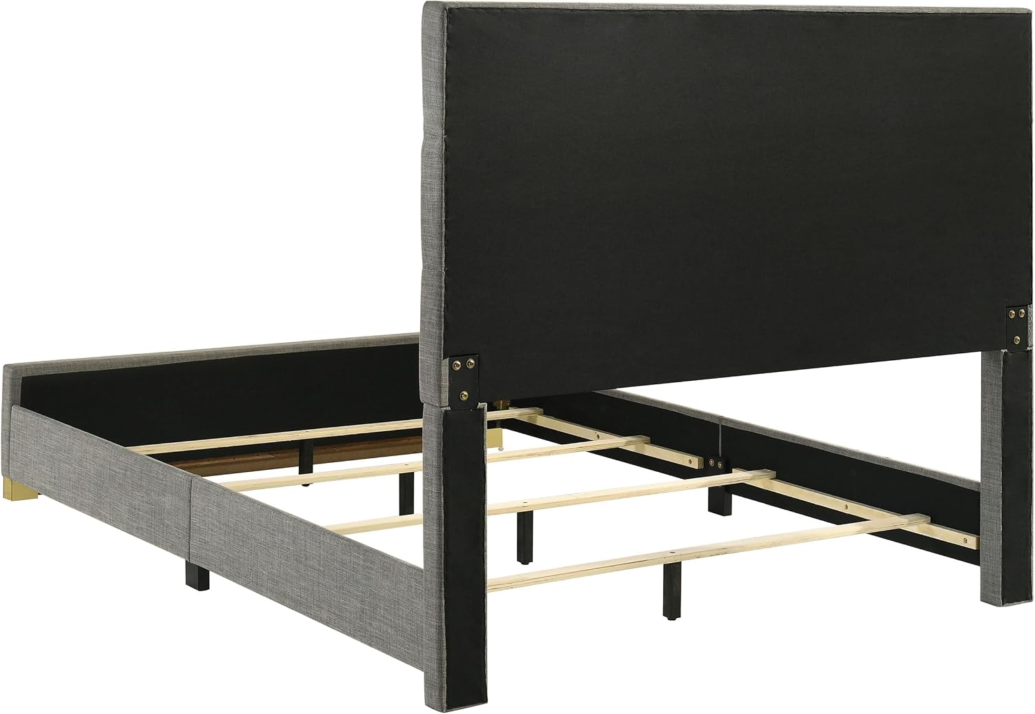 Coaster Home Furnishings - INES - Wood - 4-Piece Bedroom Set with Upholstered Bed and Flat Drawer Fronts - Bedroom - Queen Size - White High Gloss and Grey - 223091GRYQ-S4