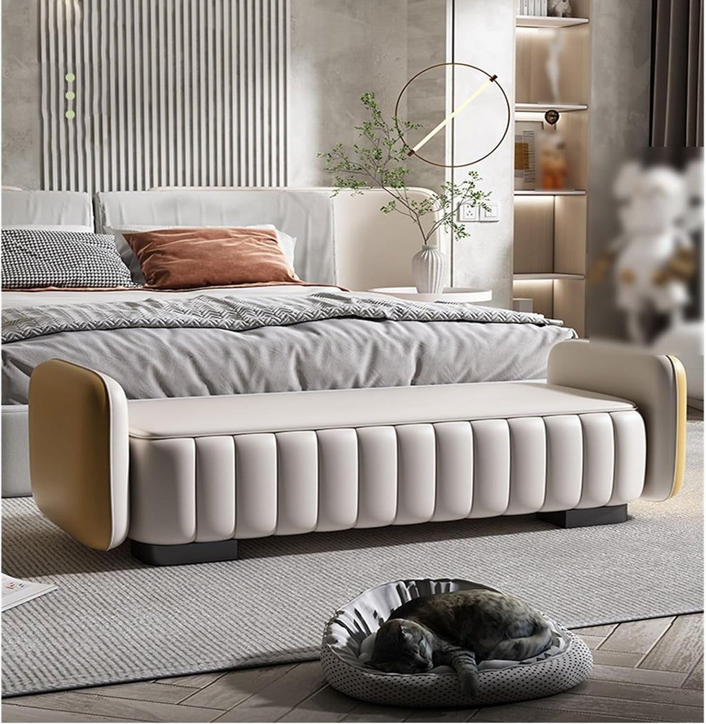 Window Bench Bedroom Bed End Stool, Upholstered Ottoman/Bench, Shoe Changing Stool, Simple Cloakroom Bench, Sofa Stool Bed End Benches (Color : Haze Blue, Size : 150 * 50 * 48cm)