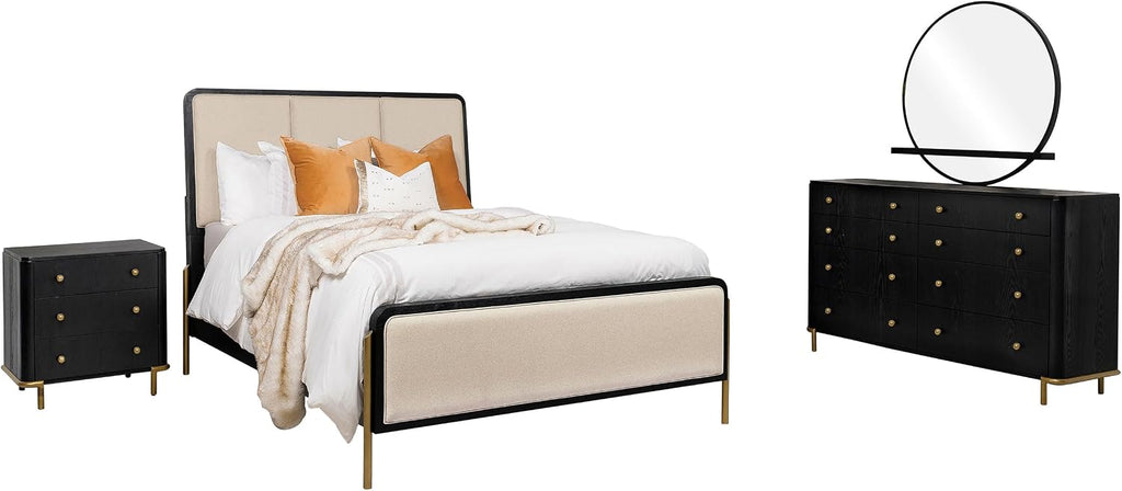 Coaster Home Furnishings Arini 4-Piece Eastern King Bedroom Set Cream and Black 224331KECRM-S4