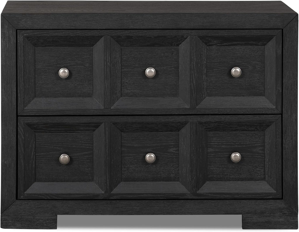 Furniture of America Dannen Modern Solid Wood 3-Piece Bedroom Set with Oversized Nightstand, Cedarwood-Lined Bottom and Felt-Lined Top Drawers, Box Spring Needed, King, Weathered Black