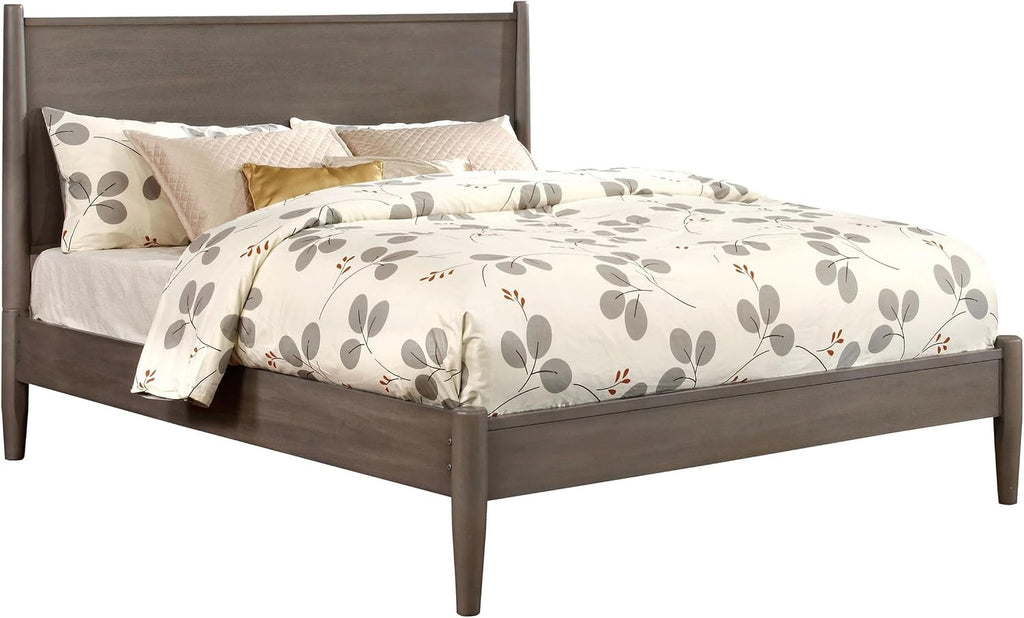 Furniture of America FOA Belkor 2-Piece Gray Solid Wood Bedroom Set - Cal King + Nightstand
